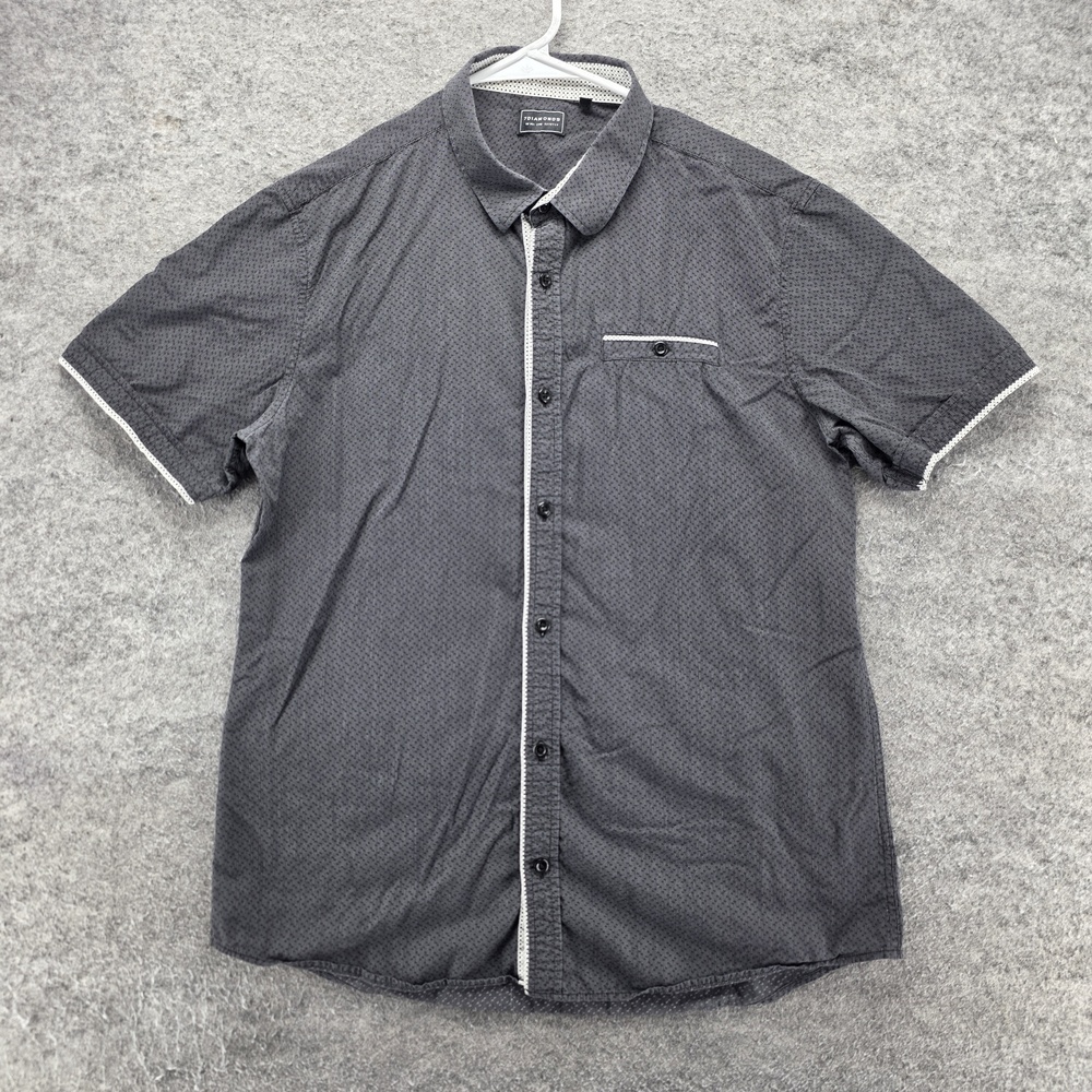 7 Diamonds Shirt Mens M Gray Geometric Short Sleeve Button Up Regular Fit